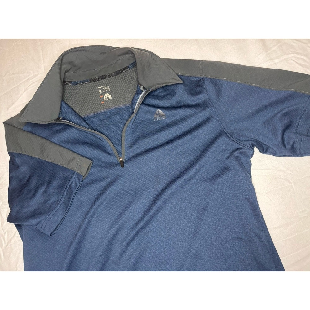 Nike ACG Fit Dry Shirt Blue 1/4 Zip Short Sleeve Pullover Men's Medium‎